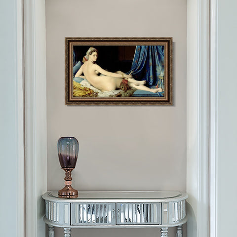 INVIN ART Framed Canvas Art Giclee Print La Grande Odalisque by Jean Auguste Dominique Ingres Wall Art Living Room Home Office Decorations