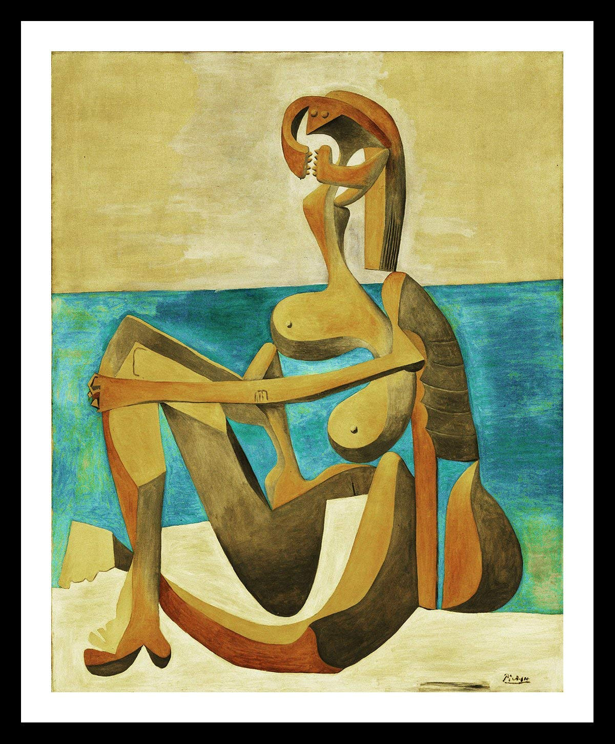 Framed Canvas-Seated Bather,1930 by Pablo Picasso Wall Art