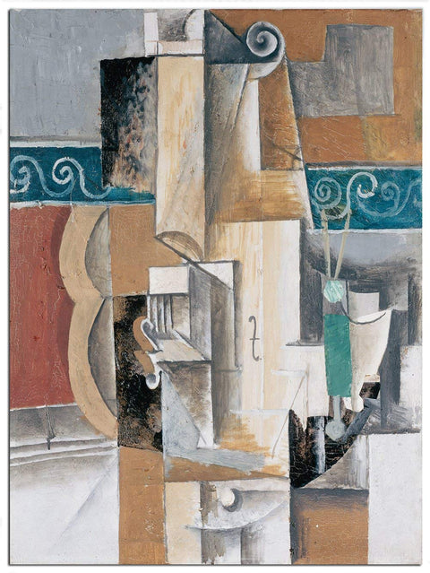 Framed Stretch Canvas Guitar And Violin 1912 by Pablo Picasso Wall Art