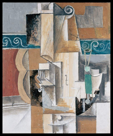 Framed Stretch Canvas Guitar And Violin 1912 by Pablo Picasso Wall Art