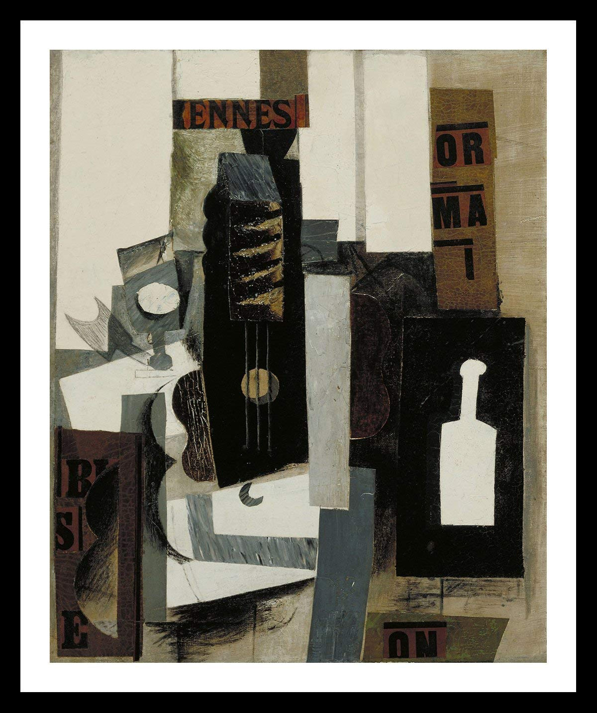 Framed Canvas-Glass, Guitar, And Bottle,1913 by Pablo Picasso Wall Art