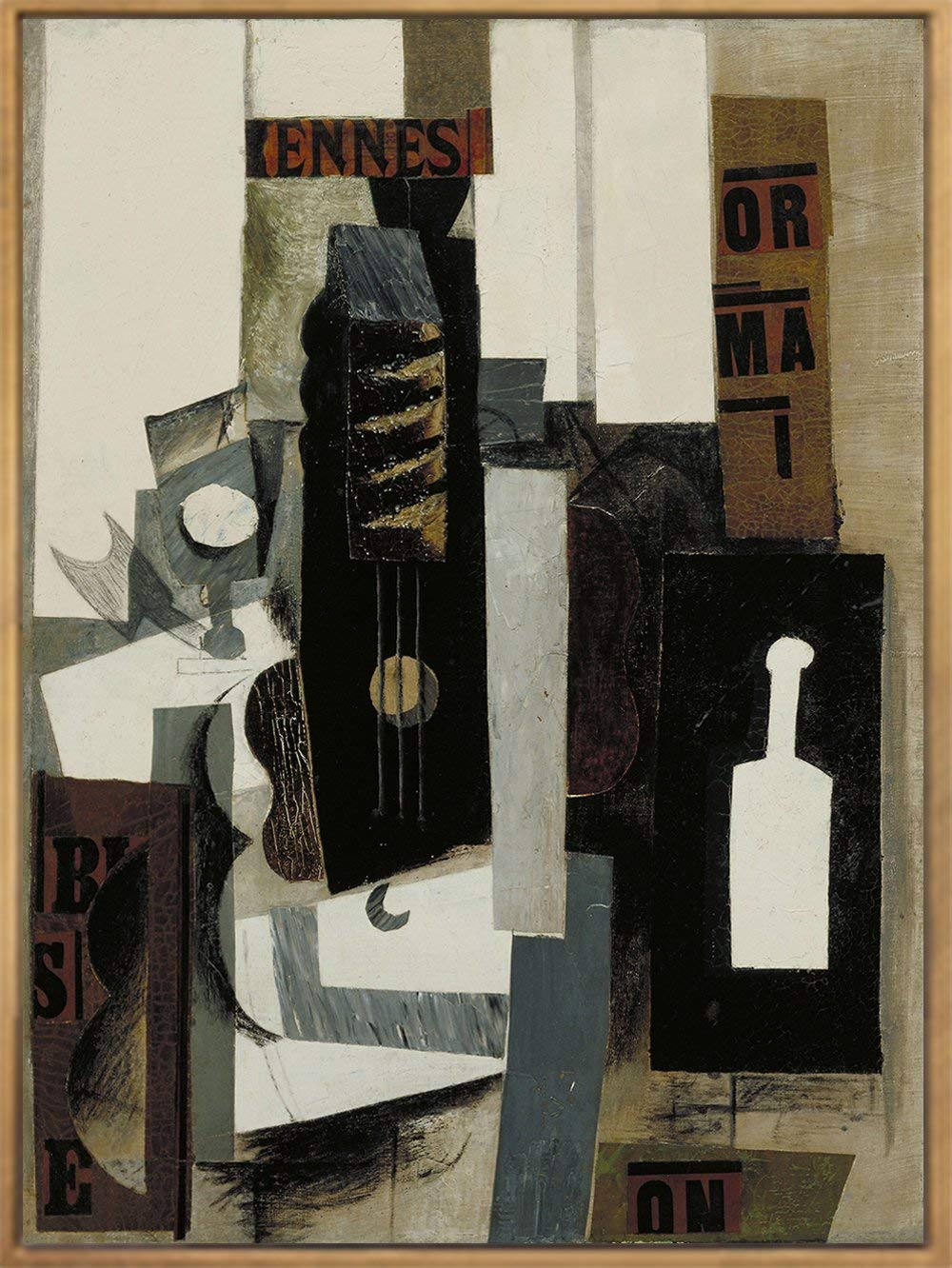 Framed Canvas-Glass, Guitar, And Bottle,1913 by Pablo Picasso Wall Art