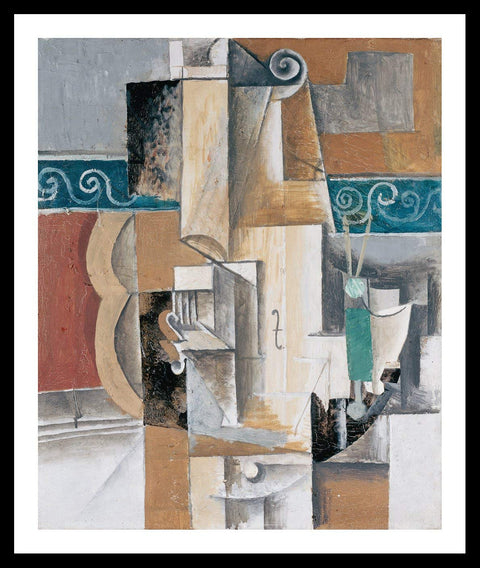 Framed Stretch Canvas Guitar And Violin 1912 by Pablo Picasso Wall Art