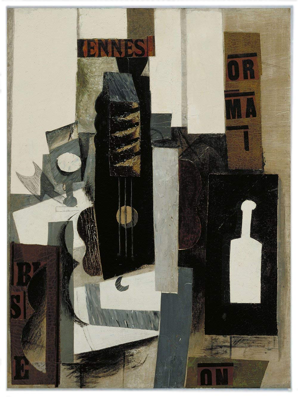 Framed Canvas-Glass, Guitar, And Bottle,1913 by Pablo Picasso Wall Art