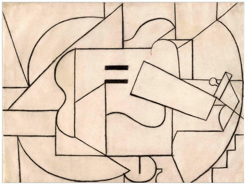 The Guitar,1912 by Pablo Picasso Framed Stretch Canvas Wall Art