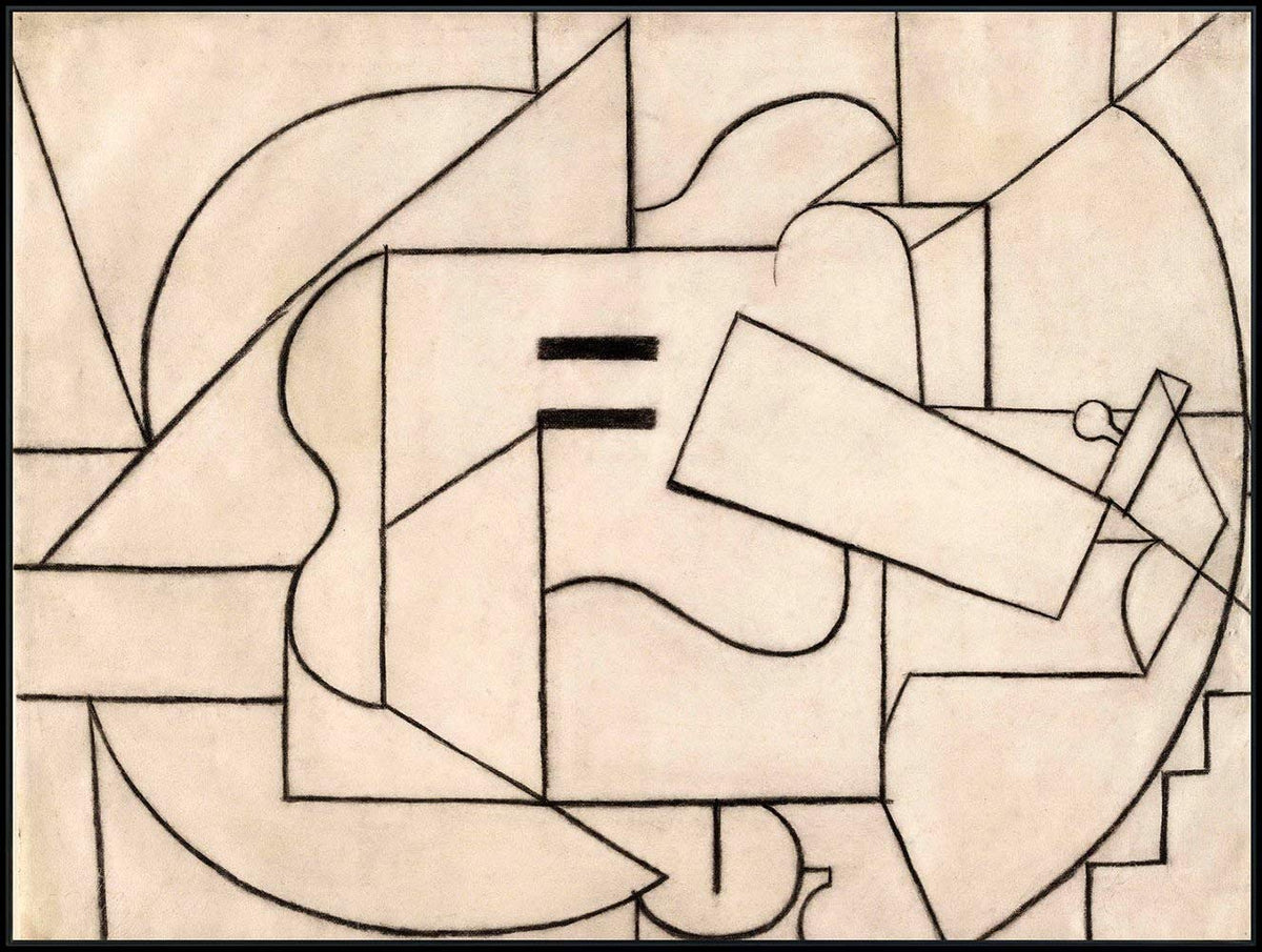 The Guitar,1912 by Pablo Picasso Framed Stretch Canvas Wall Art