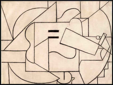 The Guitar,1912 by Pablo Picasso Framed Stretch Canvas Wall Art