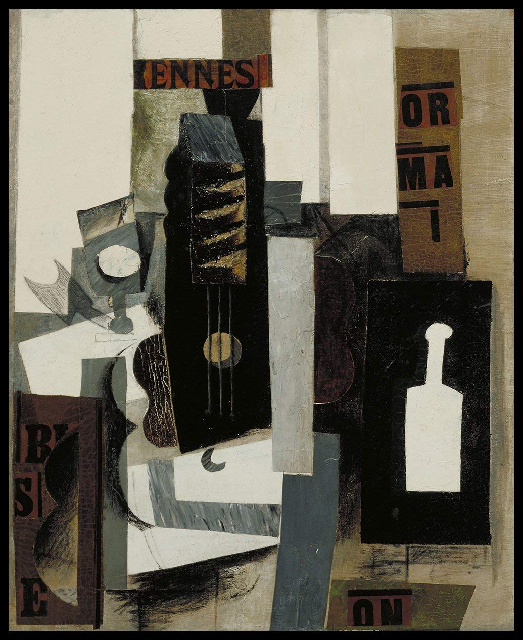 Framed Canvas-Glass, Guitar, And Bottle,1913 by Pablo Picasso Wall Art