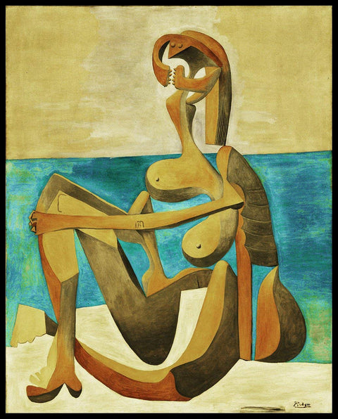 Framed Canvas-Seated Bather,1930 by Pablo Picasso Wall Art