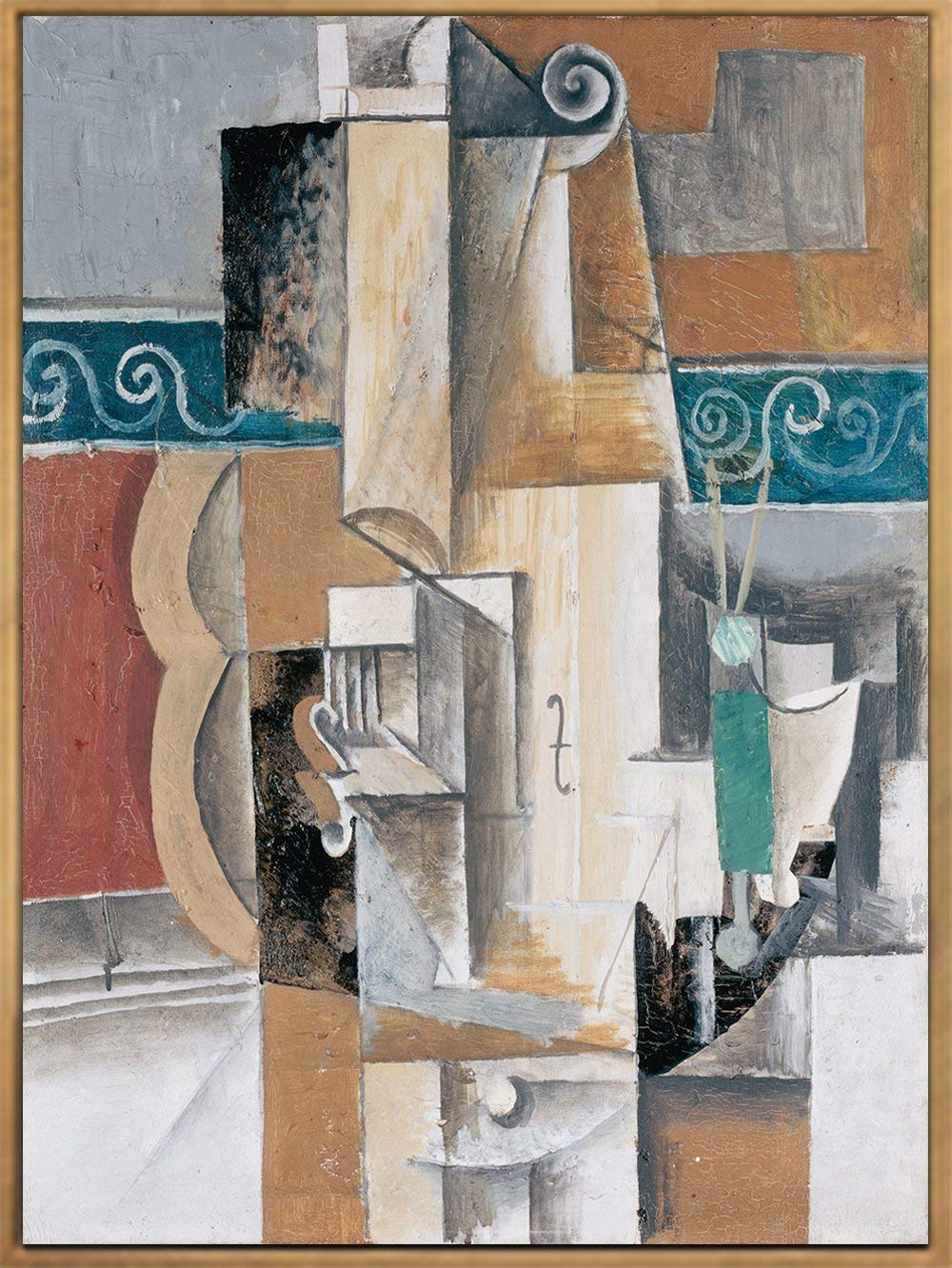 Framed Stretch Canvas Guitar And Violin 1912 by Pablo Picasso Wall Art