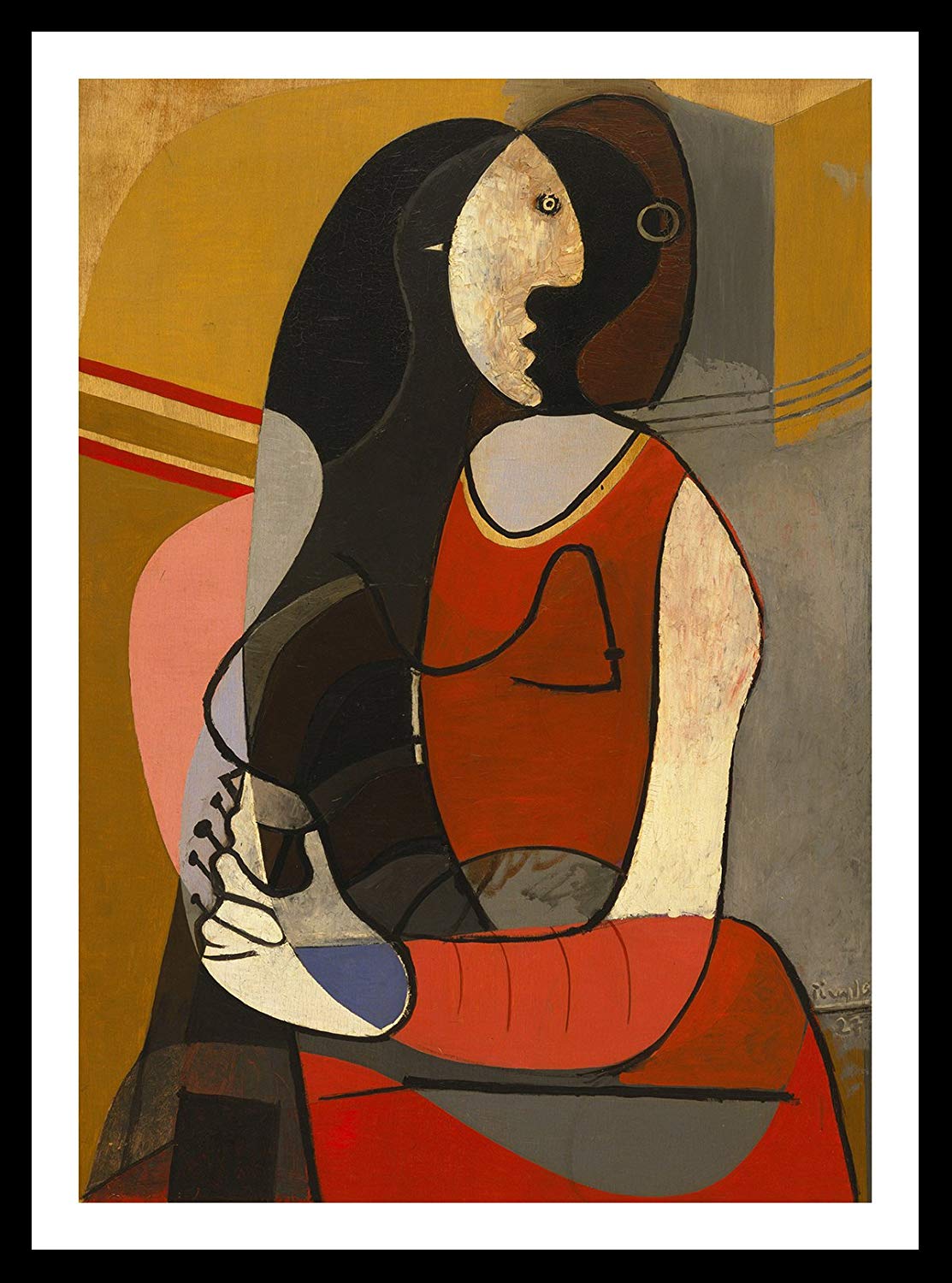 Framed Canvas-Seated Woman,1927 by Pablo Picasso Wall Art