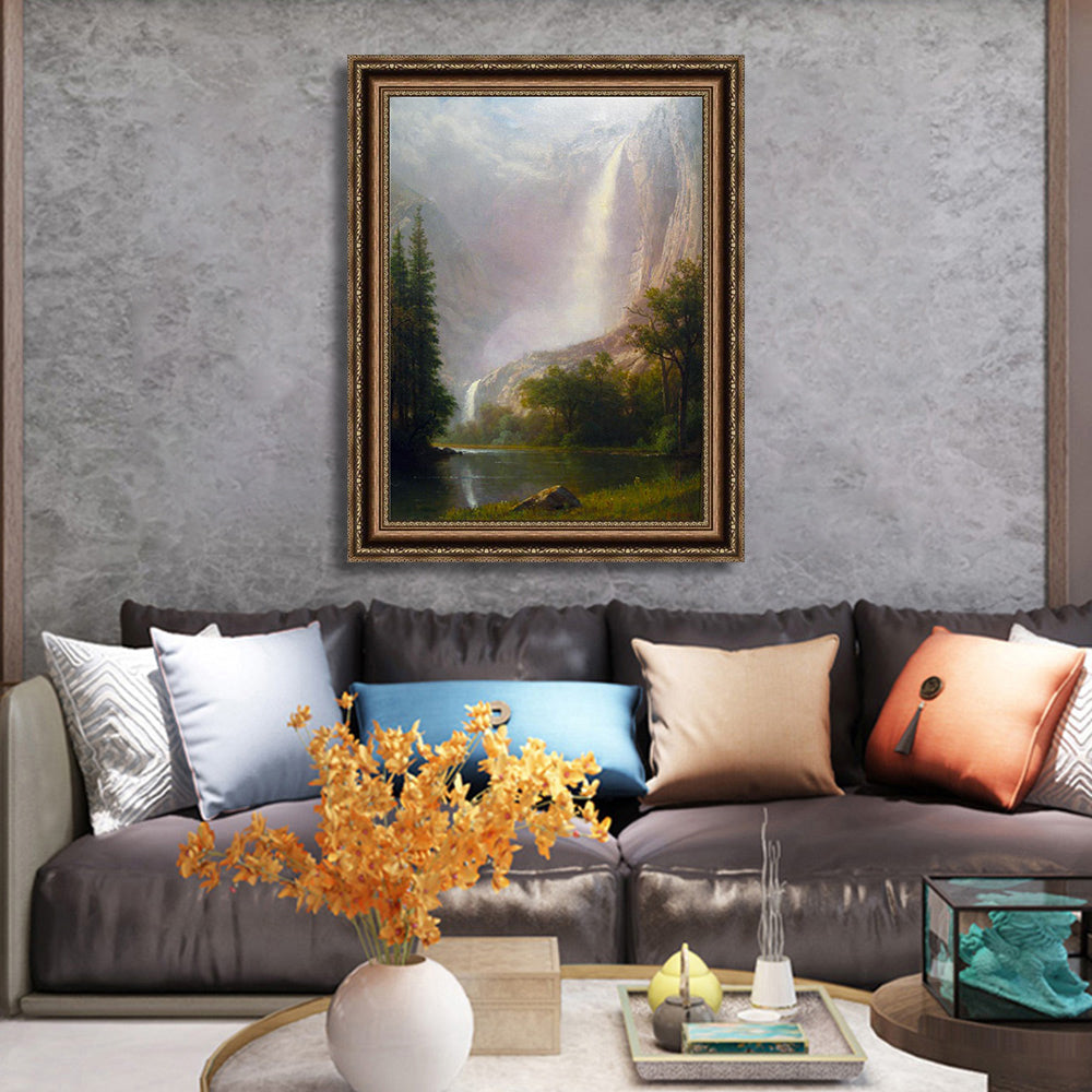 INVIN ART Framed Canvas Art Giclee Print Yosemite Falls by Albert Bierstadt Wall Art