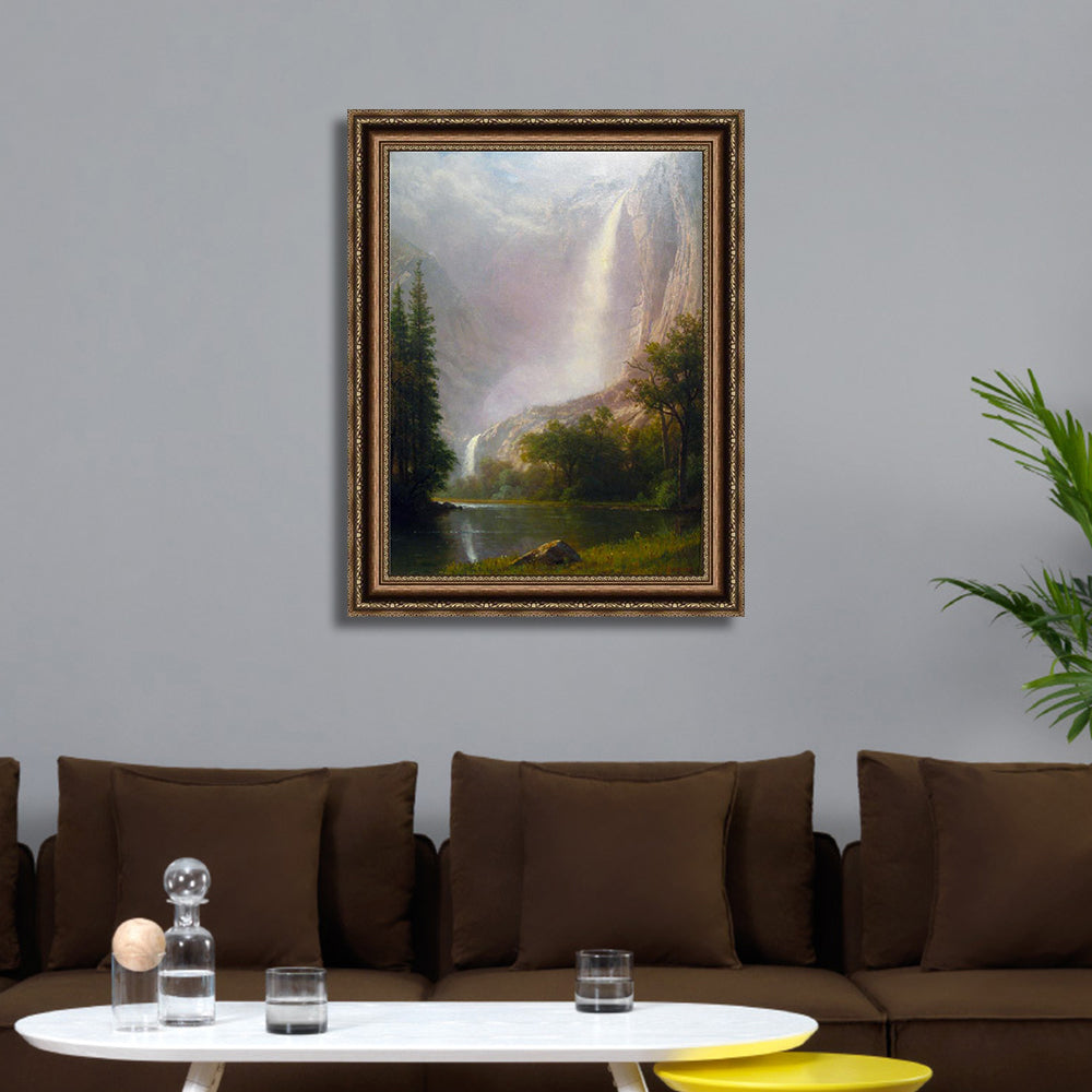 INVIN ART Framed Canvas Art Giclee Print Yosemite Falls by Albert Bierstadt Wall Art