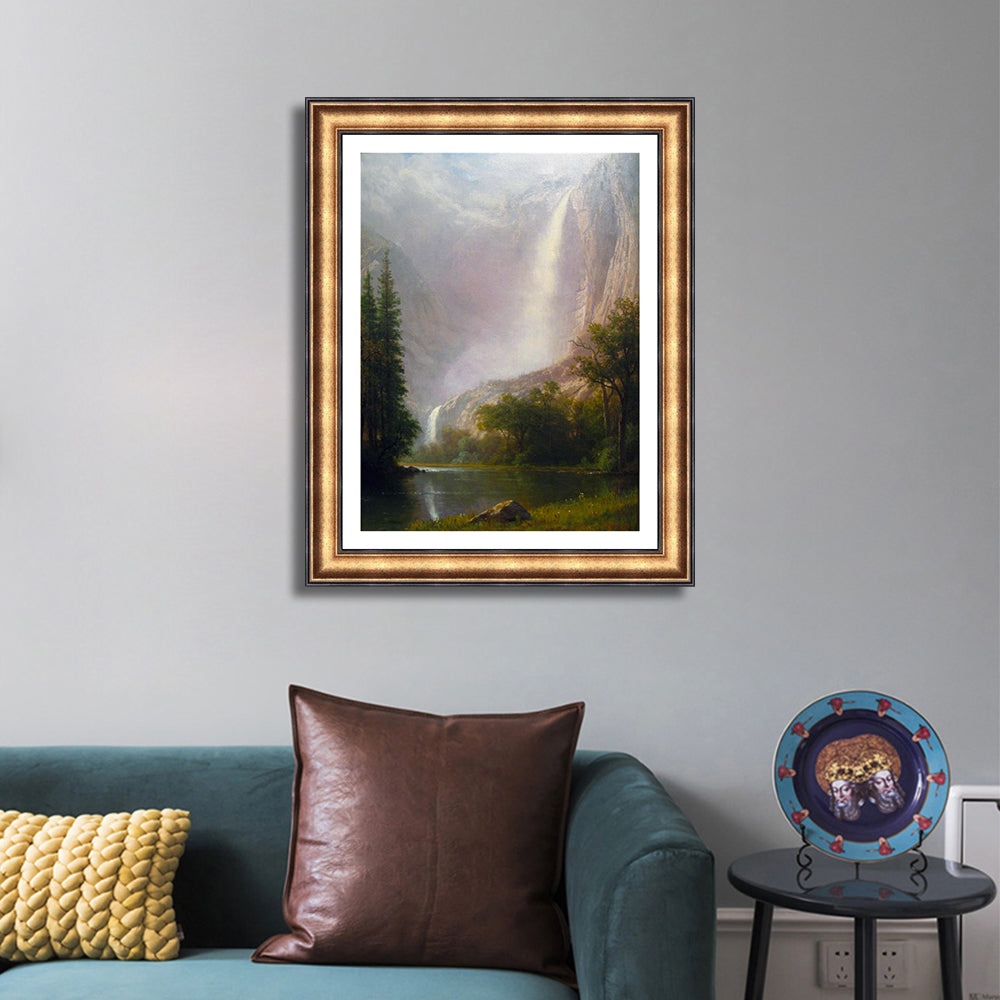 INVIN ART Framed Canvas Art Giclee Print Yosemite Falls by Albert Bierstadt Wall Art