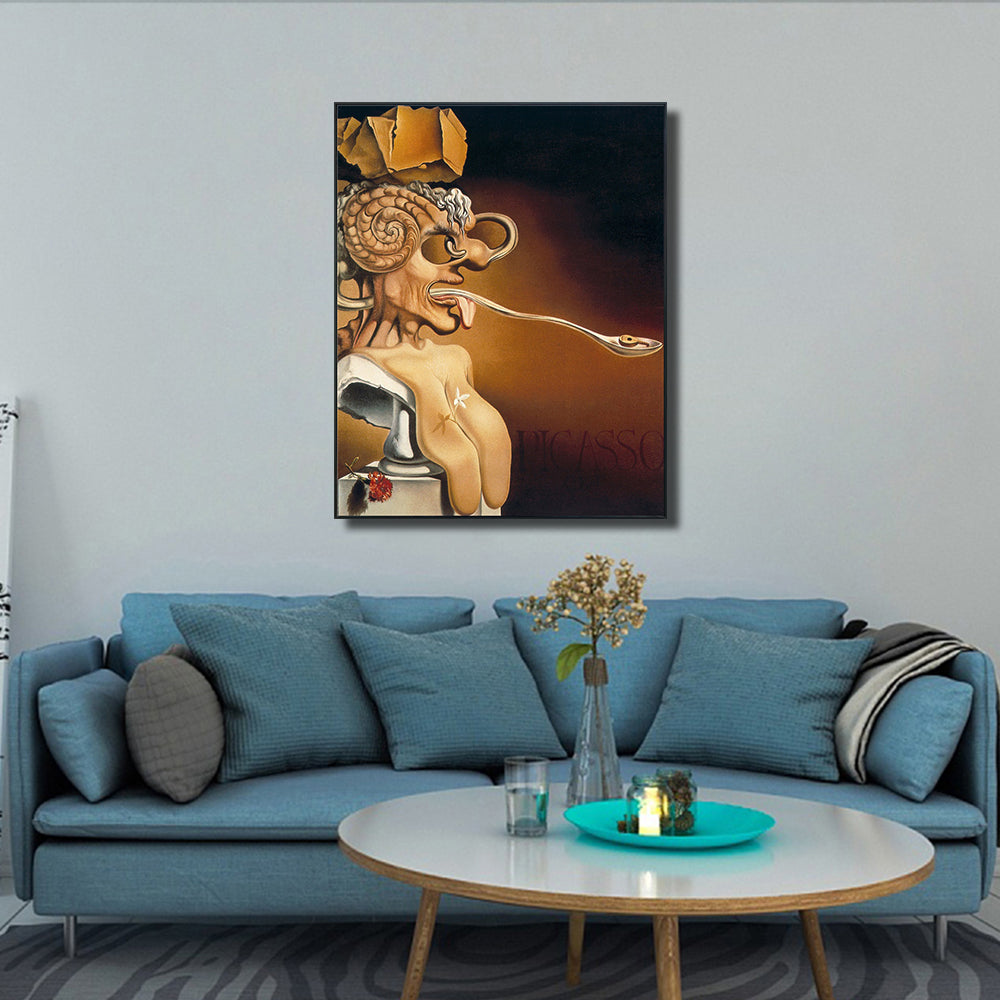 INVIN ART Framed Canvas Giclee Print Art Spoon Machine by Salvador Dali Wall Art