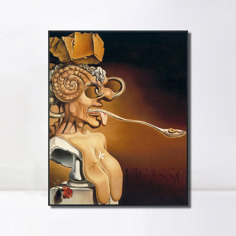 INVIN ART Framed Canvas Giclee Print Art Spoon Machine by Salvador Dali Wall Art