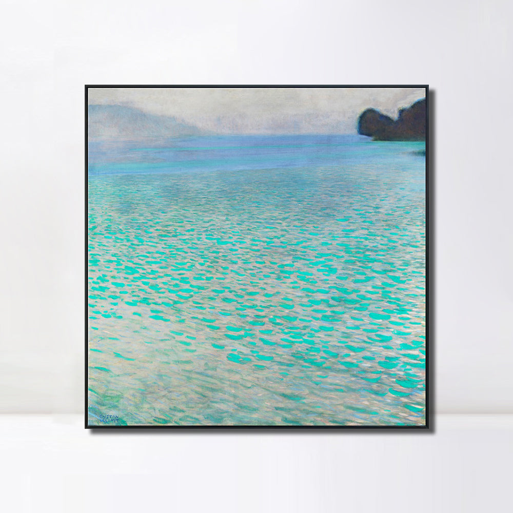 INVIN ART Framed Canvas Giclee Print Art Lake Attersee by Gustav Klimt Wall Art Living Room Home Office Decorations