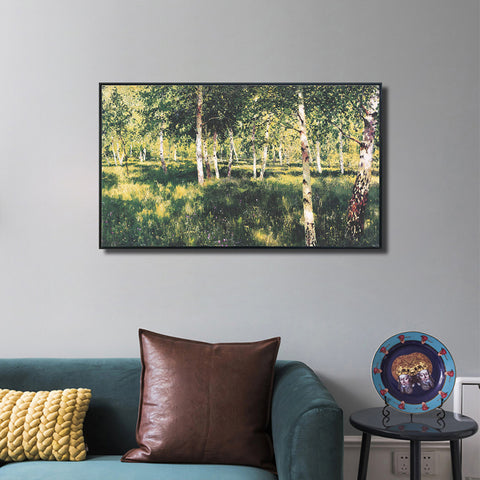 INVIN ART Framed Canvas Giclee Print Birch Grove by Isaac Levitan Wall Art Living Room Home Office Decorations