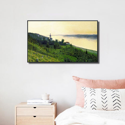 INVIN ART Framed Canvas Giclee Print Series#7 by Isaac Levitan Wall Art Living Room Home Office Decorations