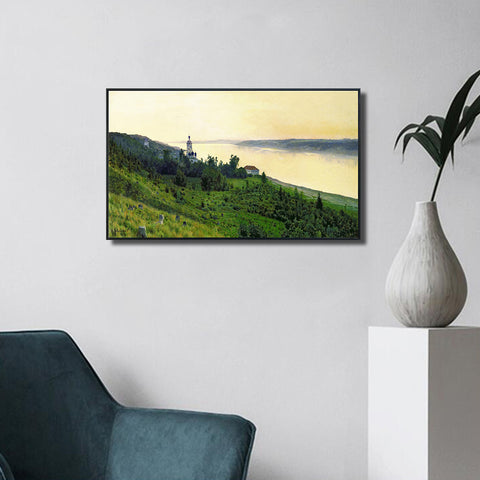 INVIN ART Framed Canvas Giclee Print Series#7 by Isaac Levitan Wall Art Living Room Home Office Decorations