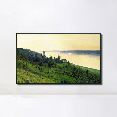 INVIN ART Framed Canvas Giclee Print Series#7 by Isaac Levitan Wall Art Living Room Home Office Decorations