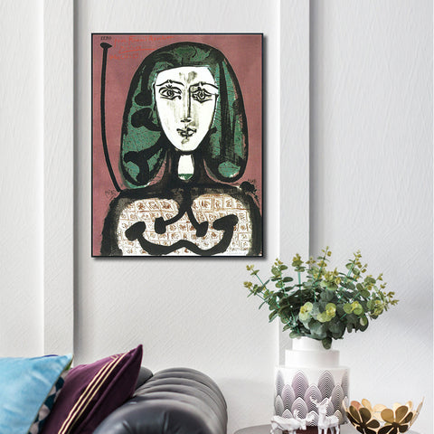 INVIN ART Framed Canvas Giclee Print Art 1949 Femme aux cheveux verts Il by Pablo Picasso Wall Art Living Room Home Office Decorations