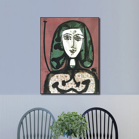 INVIN ART Framed Canvas Giclee Print Art 1949 Femme aux cheveux verts Il by Pablo Picasso Wall Art Living Room Home Office Decorations