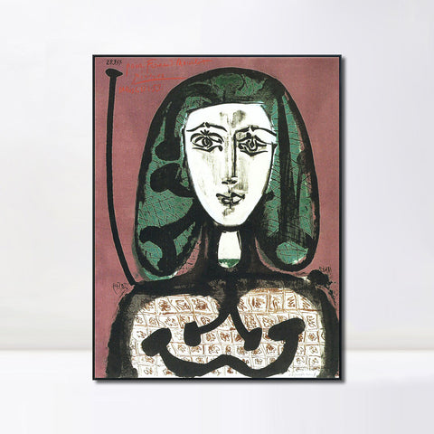 INVIN ART Framed Canvas Giclee Print Art 1949 Femme aux cheveux verts Il by Pablo Picasso Wall Art Living Room Home Office Decorations