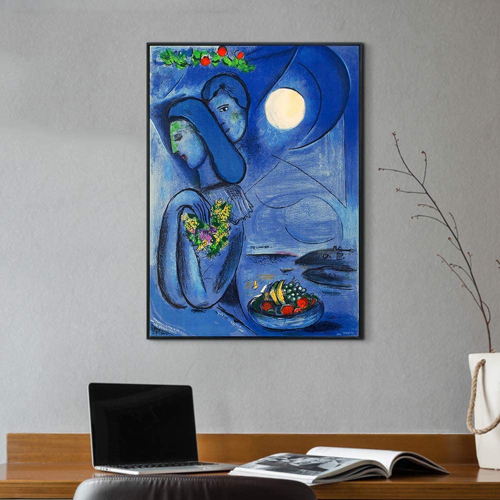 INVIN ART Framed Canvas Giclee Print Art Dream by Marc Chagall Wall Art