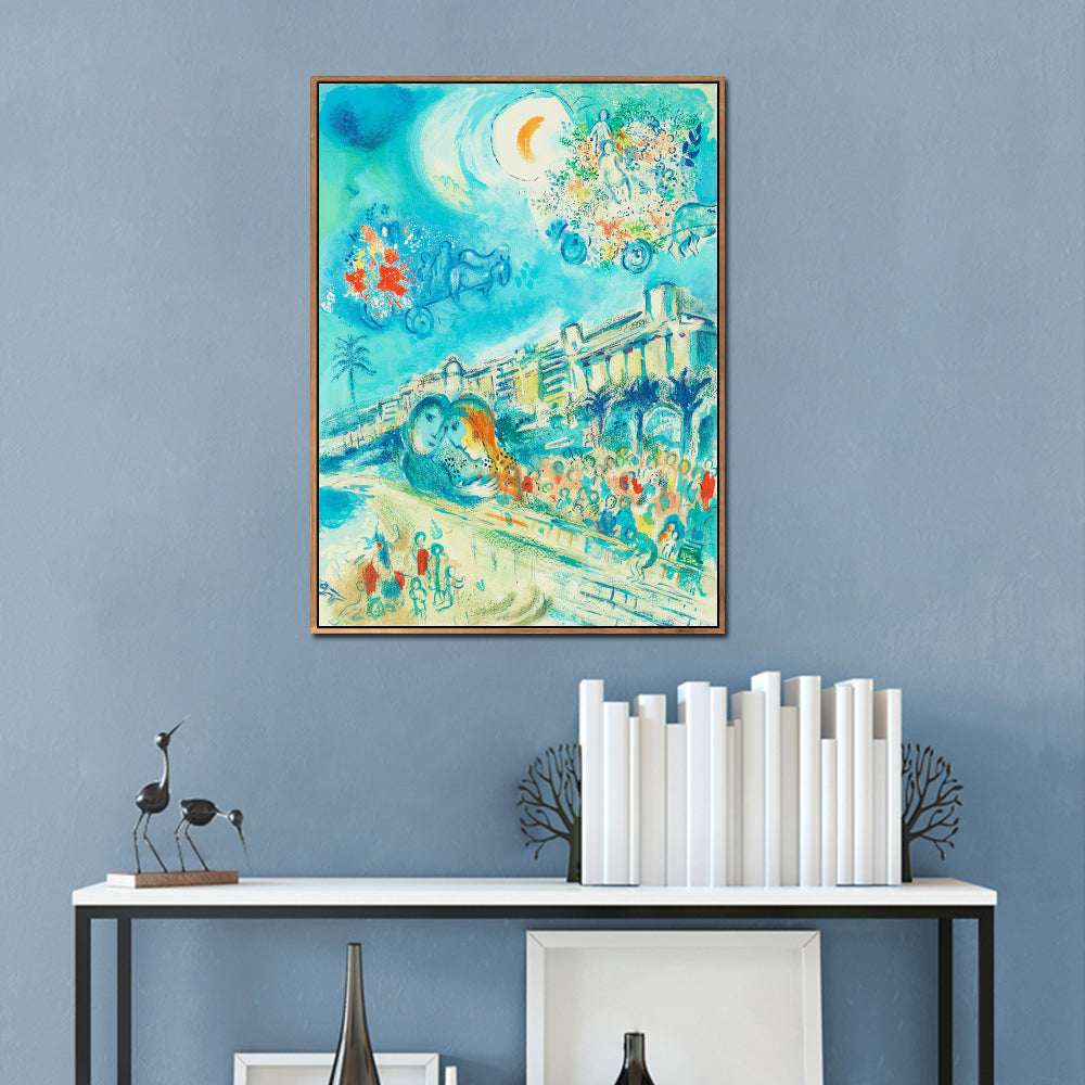 INVIN ART Framed Canvas Giclee Print Art Hug Bataille de Fleurs by Marc Chagall Wall Art