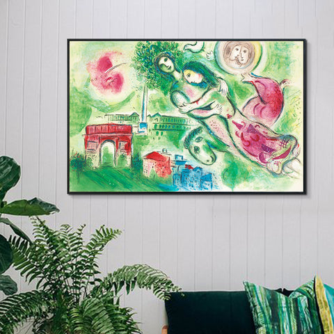 INVIN ART Framed Canvas Giclee Print Art Romeo and Juliette by Marc Chagall Wall Art Living Room Home Office Decorations