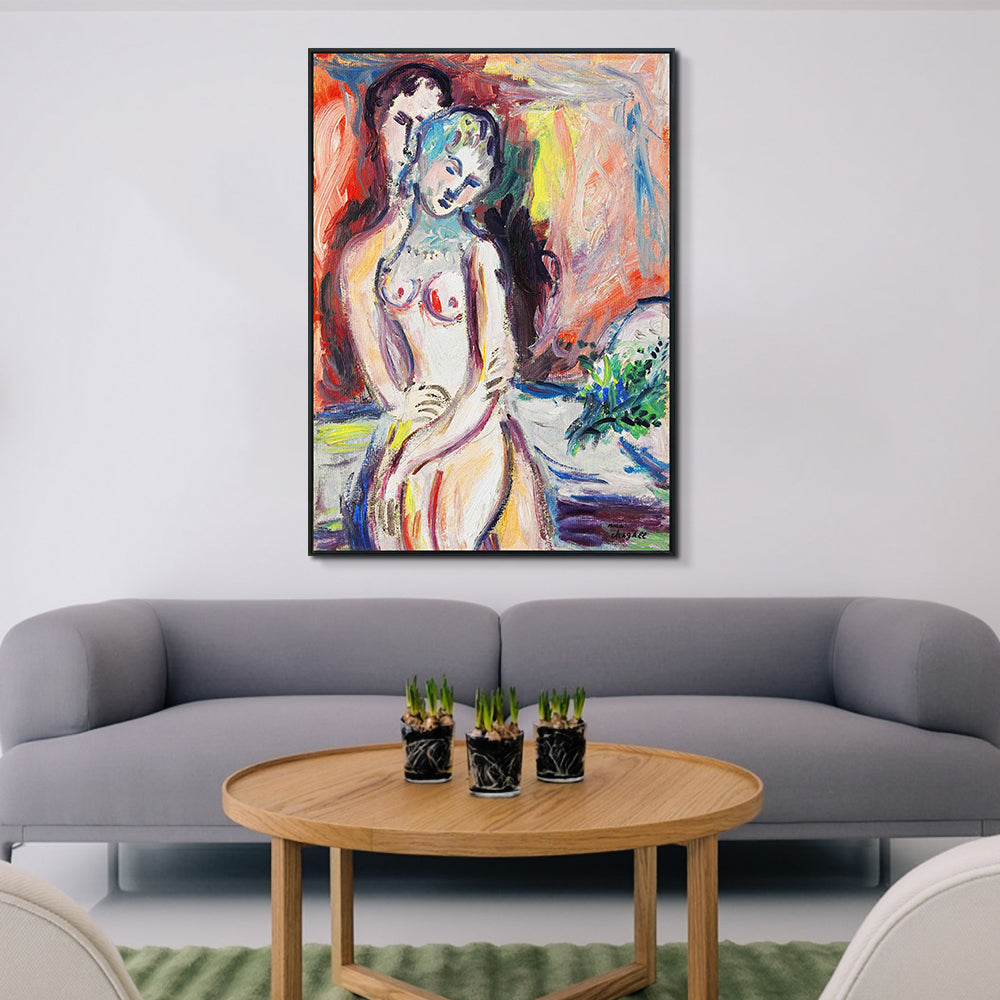 INVIN ART Framed Canvas Giclee Print Art Hug#1 by Marc Chagall Wall Art Living Room Home Office Decorations