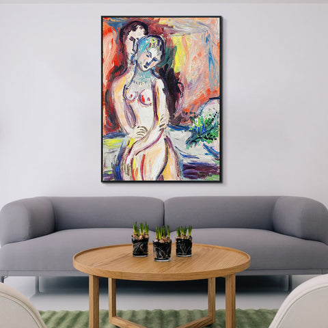 INVIN ART Framed Canvas Giclee Print Art Hug#1 by Marc Chagall Wall Art Living Room Home Office Decorations