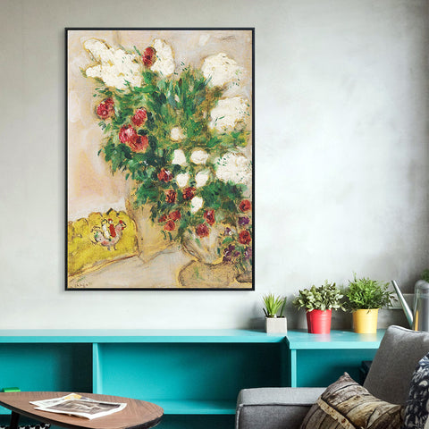 INVIN ART Framed Canvas Giclee Print Art Flower#17 by Marc Chagall Wall Art Living Room Home Office Decorations