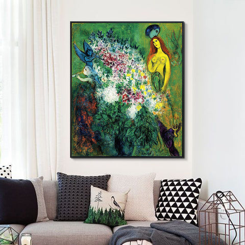 INVIN ART Framed Canvas Giclee Print Art Flower#21  by Marc Chagall Wall Art Living Room Home Office Decorations