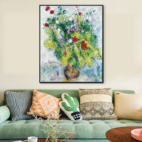 INVIN ART Framed Canvas Giclee Print Art Flower#20 by Marc Chagall Wall Art Living Room Home Office Decorations