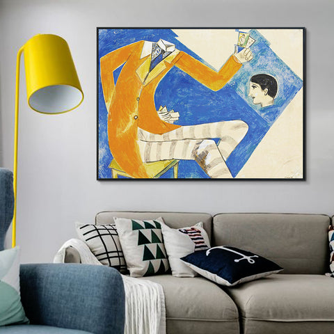 INVIN ART Framed Canvas Giclee Print Art Coat by Marc Chagall Wall Art Living Room Home Office Decorations