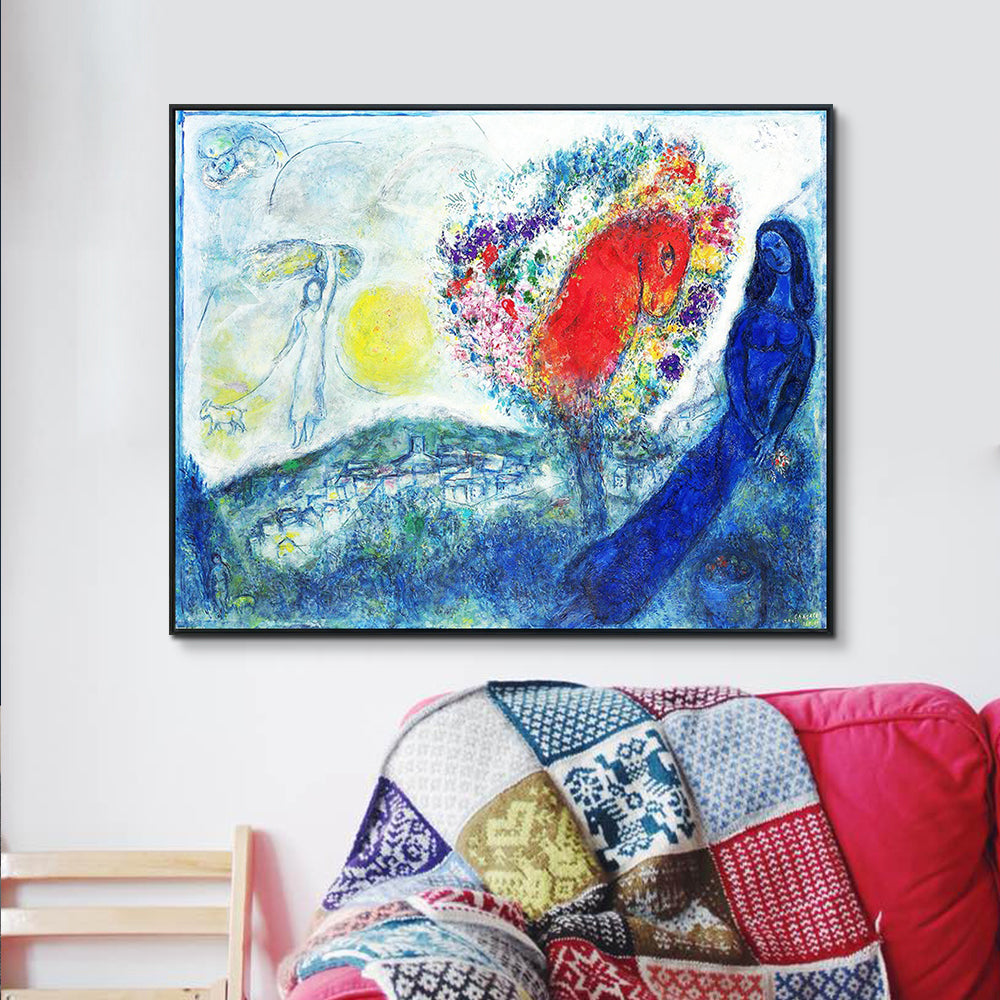 INVIN ART Framed Canvas Giclee Print Art Flower Tree by Marc Chagall Wall Art Living Room Home Office Decorations