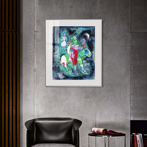 INVIN ART Mental Framed Canvas Giclee Print Art Knight by Marc Chagall Wall Art Living Room Home Office Decorations