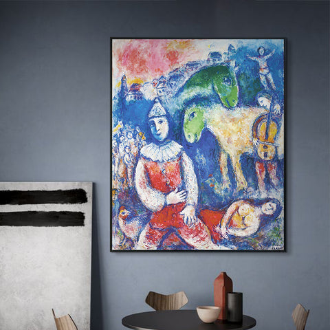 INVIN ART Framed Canvas Giclee Print Art Rider and Horses by Marc Chagall Wall Art Living Room Home Office Decorations