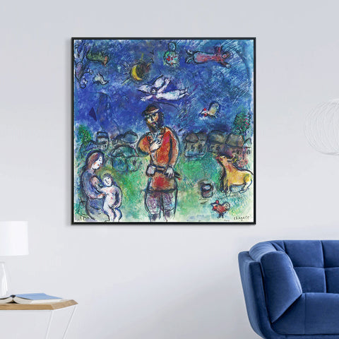 INVIN ART Framed Canvas Giclee Print Art Soldier by Marc Chagall Wall Art Living Room Home Office Decorations