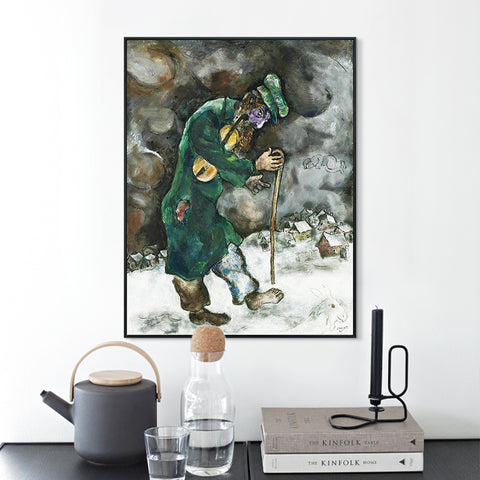 INVIN ART Framed Canvas Giclee Print Art Vagrant by Marc Chagall Wall Art Living Room Home Office Decorations