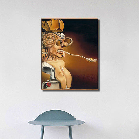 INVIN ART Framed Canvas Giclee Print Art Spoon Machine by Salvador Dali Wall Art