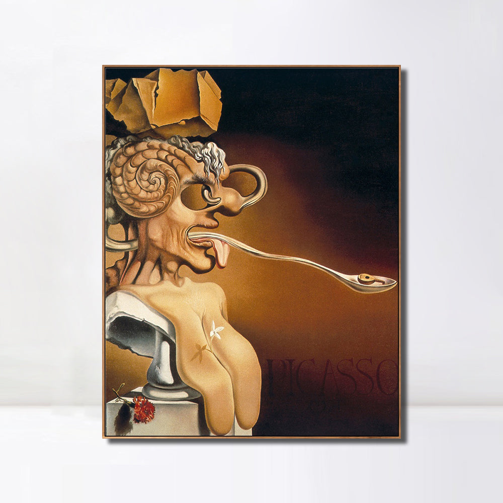 INVIN ART Framed Canvas Giclee Print Art Spoon Machine by Salvador Dali Wall Art