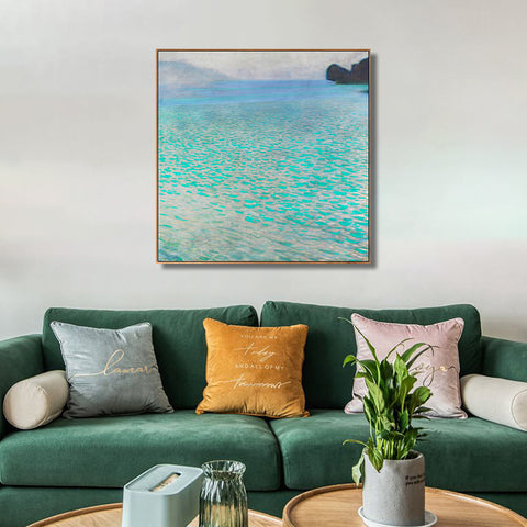 INVIN ART Framed Canvas Giclee Print Art Lake Attersee by Gustav Klimt Wall Art Living Room Home Office Decorations