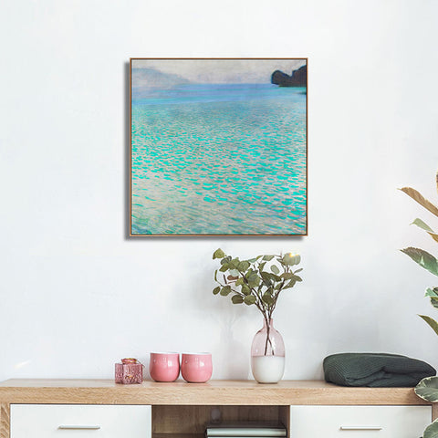 INVIN ART Framed Canvas Giclee Print Art Lake Attersee by Gustav Klimt Wall Art Living Room Home Office Decorations
