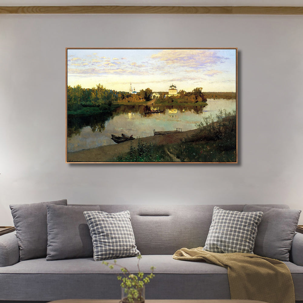 INVIN ART Framed Canvas Giclee Print Evening Bells by Isaac Levitan Wall Art
