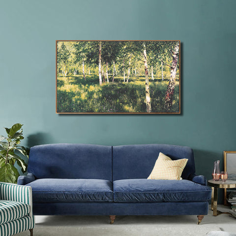 INVIN ART Framed Canvas Giclee Print Birch Grove by Isaac Levitan Wall Art Living Room Home Office Decorations