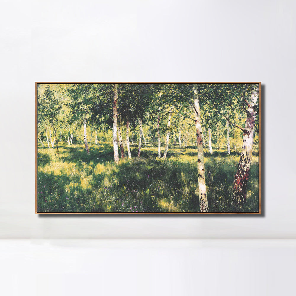 INVIN ART Framed Canvas Giclee Print Birch Grove by Isaac Levitan Wall Art