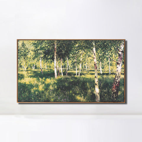 INVIN ART Framed Canvas Giclee Print Birch Grove by Isaac Levitan Wall Art Living Room Home Office Decorations